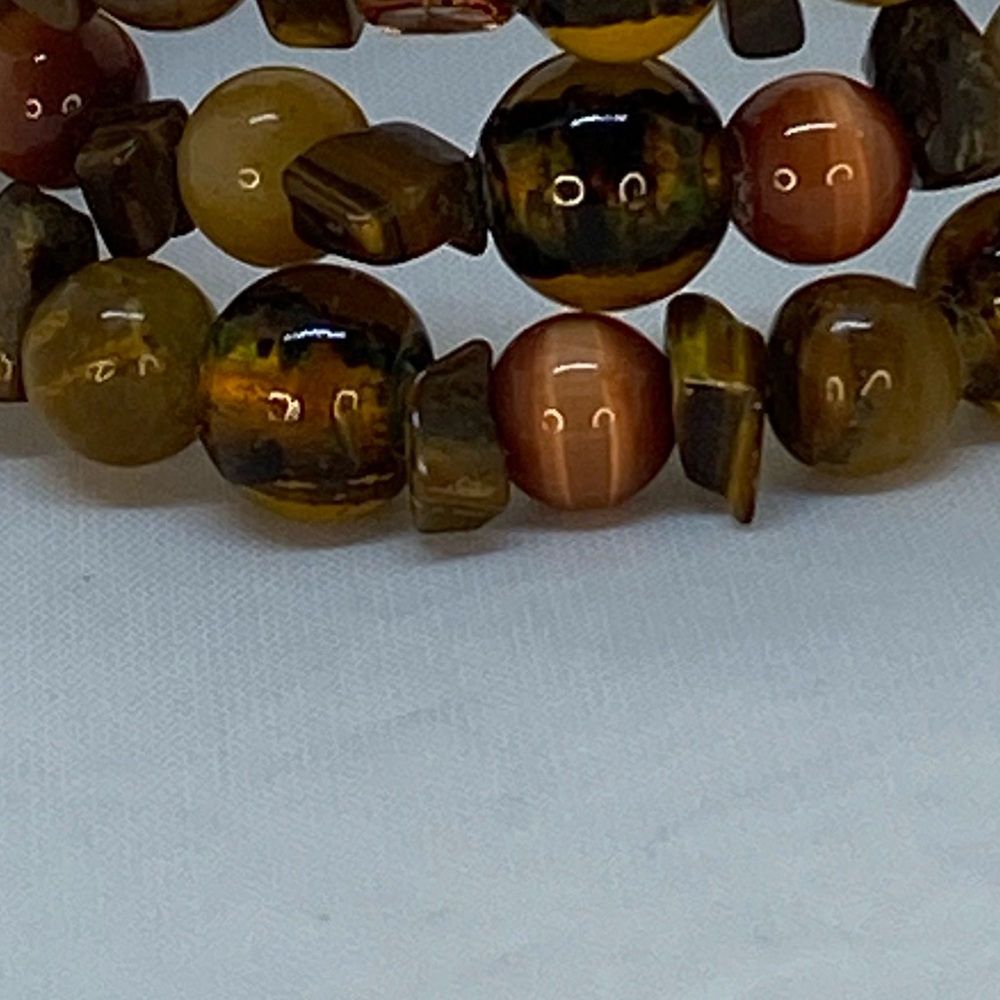 Handmade Brown Beaded Memory Wire (Wrap) Bracelets - Picture 13 of 16
